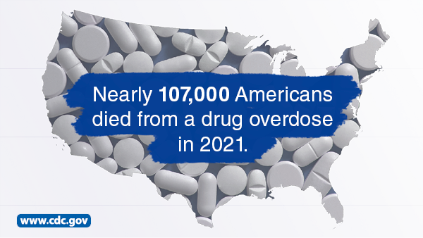 Nearly 107,000 Americans died from a drug overdose in 2021. CDC Image