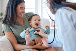 Mother and infant at the doctor