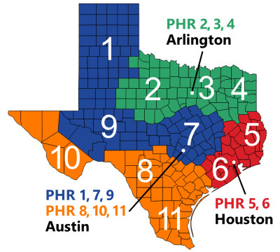 TCR Public Health Regions Map of Texas