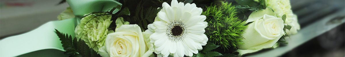 Flowers on a casket.