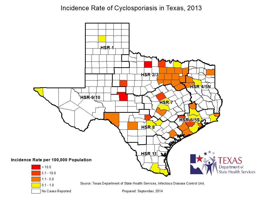 Cyclospora Infection (Cyclosporiasis) Data | Texas DSHS