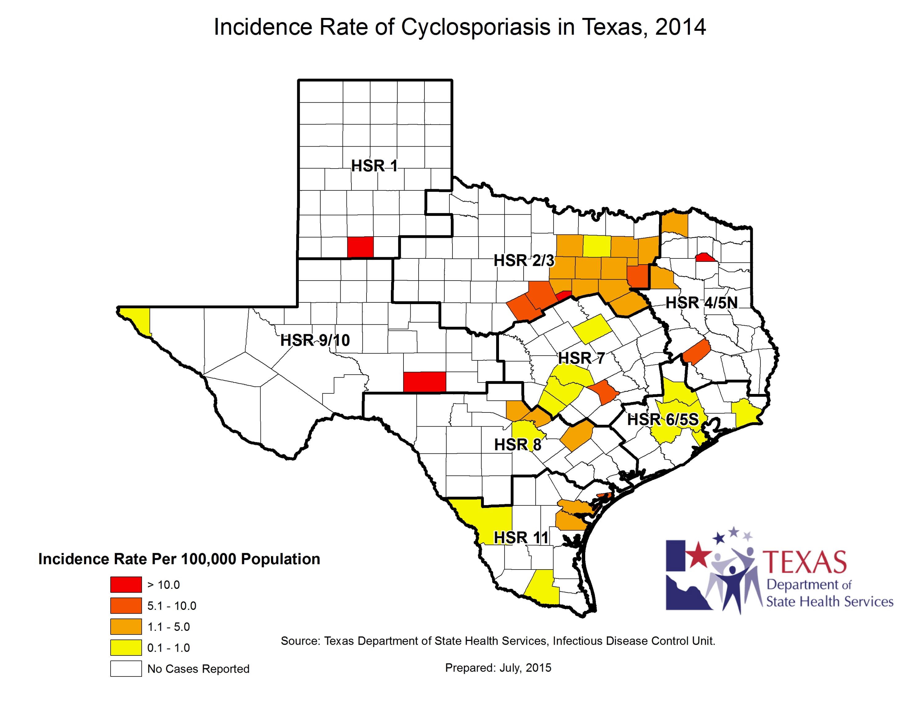 Cyclospora Infection (Cyclosporiasis) Data | Texas DSHS