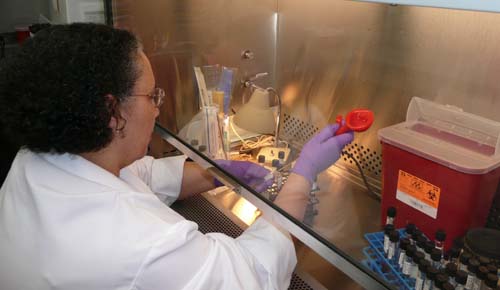 Research under a fume hood.